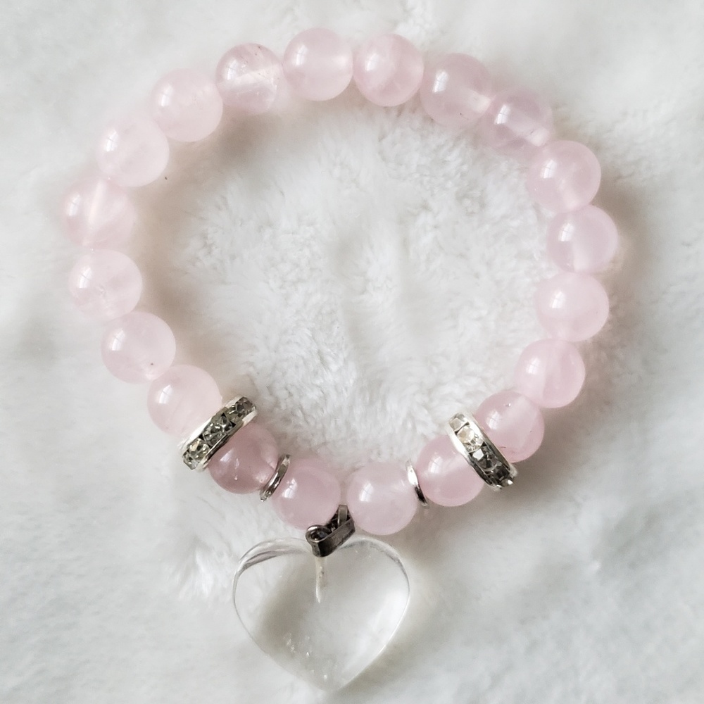 Crystal Healing Bracelet ~ Rose& Clear Quartz